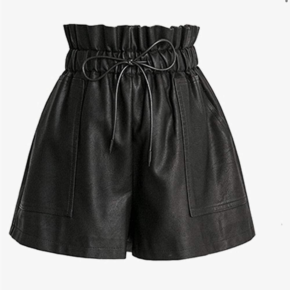 NWT | High Waisted Black Faux Leather Shorts | Small